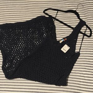 Free People Black One Shoulder Knit Dress